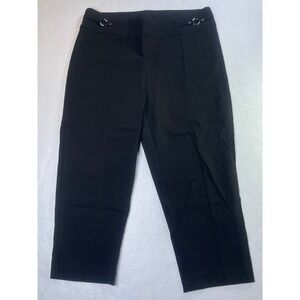 Jenna Rose Womens Black Pull On Capri Pants XL Cropped Trousers Silver Hardware